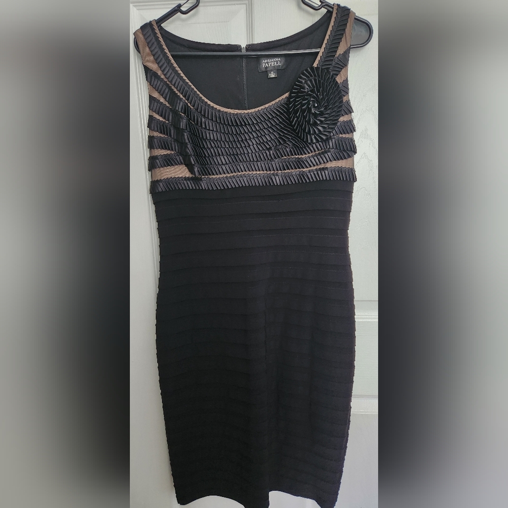 Adrianna Papell Black Ribbed Strapless Bodycon Dress